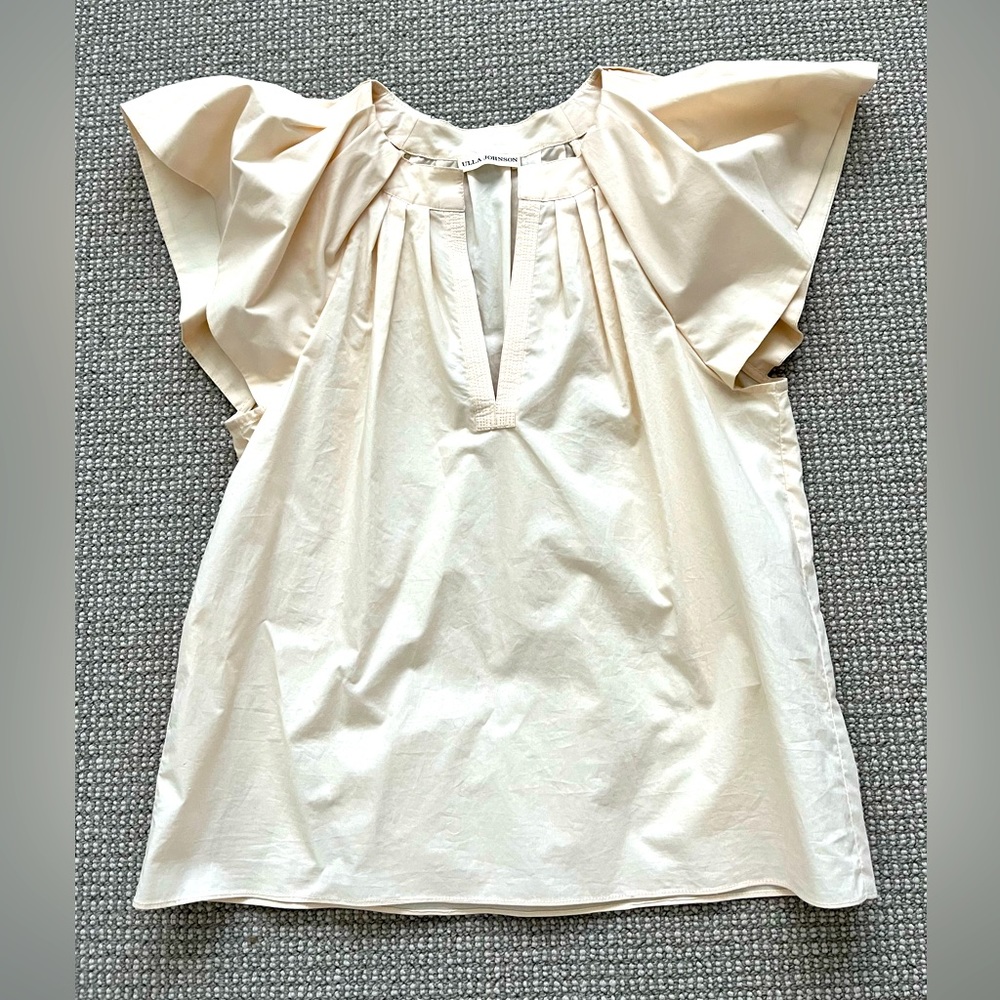 Ulla Johnson Flutter Short Sleeve Blouse